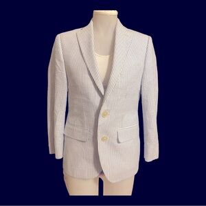 Ralph Lauren Boys Sz 8R Blue Striped Seersucker Suit Jacket